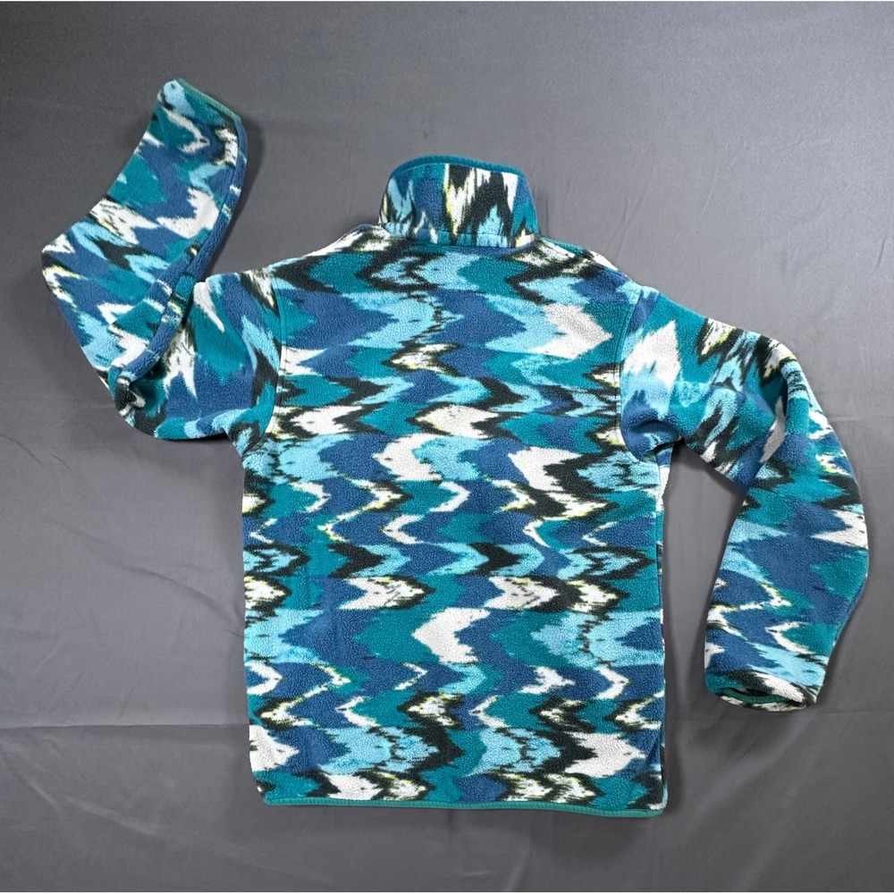 VTG Patagonia Synchilla Snap-T Fleece Pullover-S Teal Blue Geometric Ikat Print - Picture 8 of 15